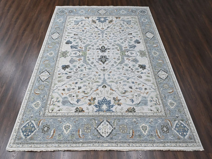12'0" x 14'11" New Hand Knotted Grey Wool Rectangle Oriental Rug - MOA10210385