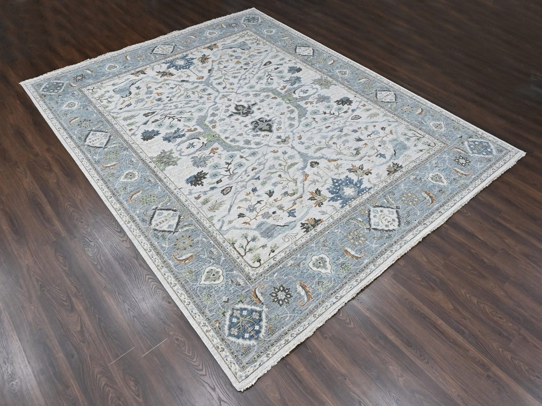 12'0" x 14'11" New Hand Knotted Grey Wool Rectangle Oriental Rug - MOA10210385