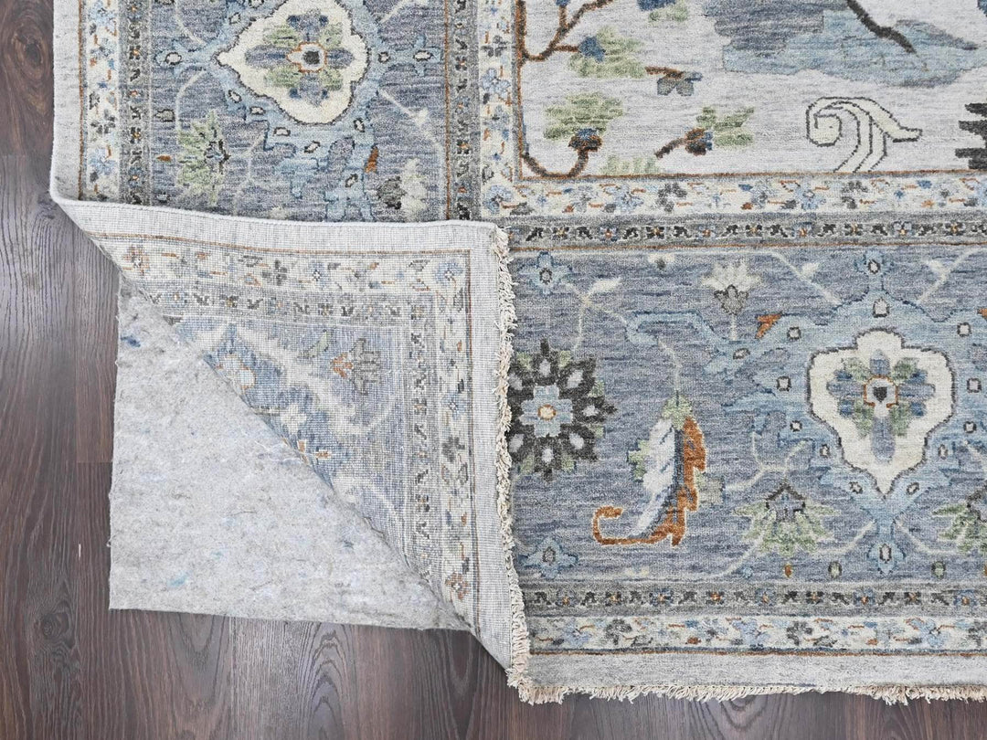 12'0" x 14'11" New Hand Knotted Grey Wool Rectangle Oriental Rug - MOA10210385