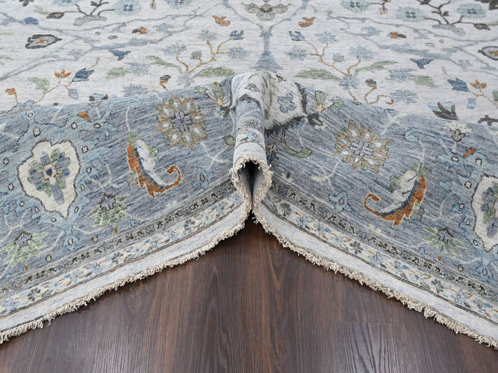 12'0" x 14'11" New Hand Knotted Grey Wool Rectangle Oriental Rug - MOA10210385