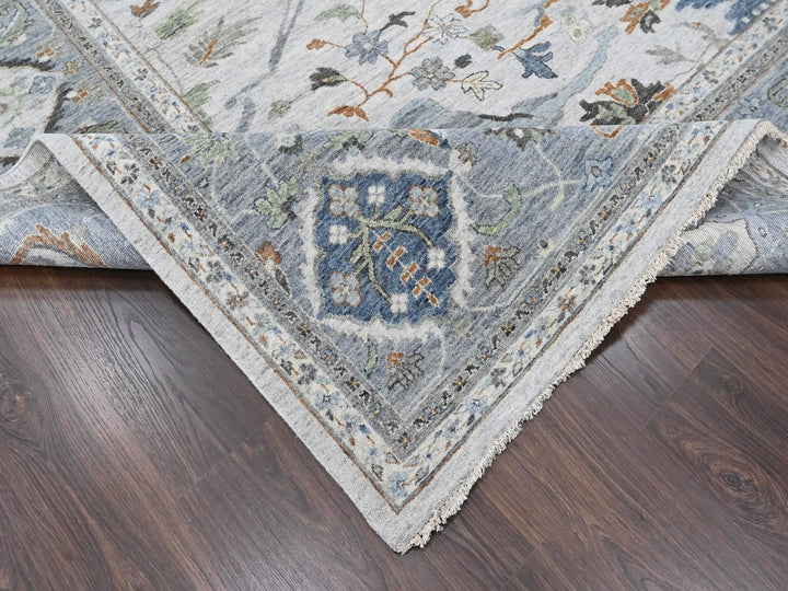 12'0" x 14'11" New Hand Knotted Grey Wool Rectangle Oriental Rug - MOA10210385