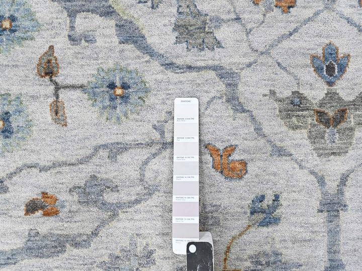 12'0" x 14'11" New Hand Knotted Grey Wool Rectangle Oriental Rug - MOA10210385