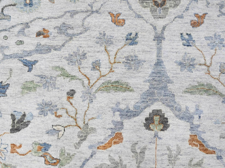 12'0" x 14'11" New Hand Knotted Grey Wool Rectangle Oriental Rug - MOA10210385