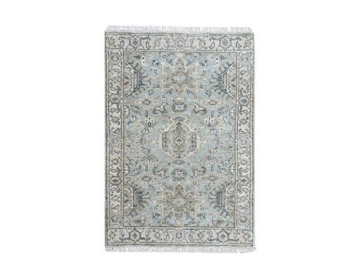 2'0" x 2'11" New Hand Knotted Green Wool Rectangle Oriental Rug - MOA10210386