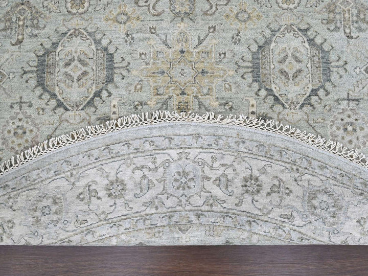8'0" x 8'1" New Hand Knotted Green Wool Round Oriental Rug - MOA10210387