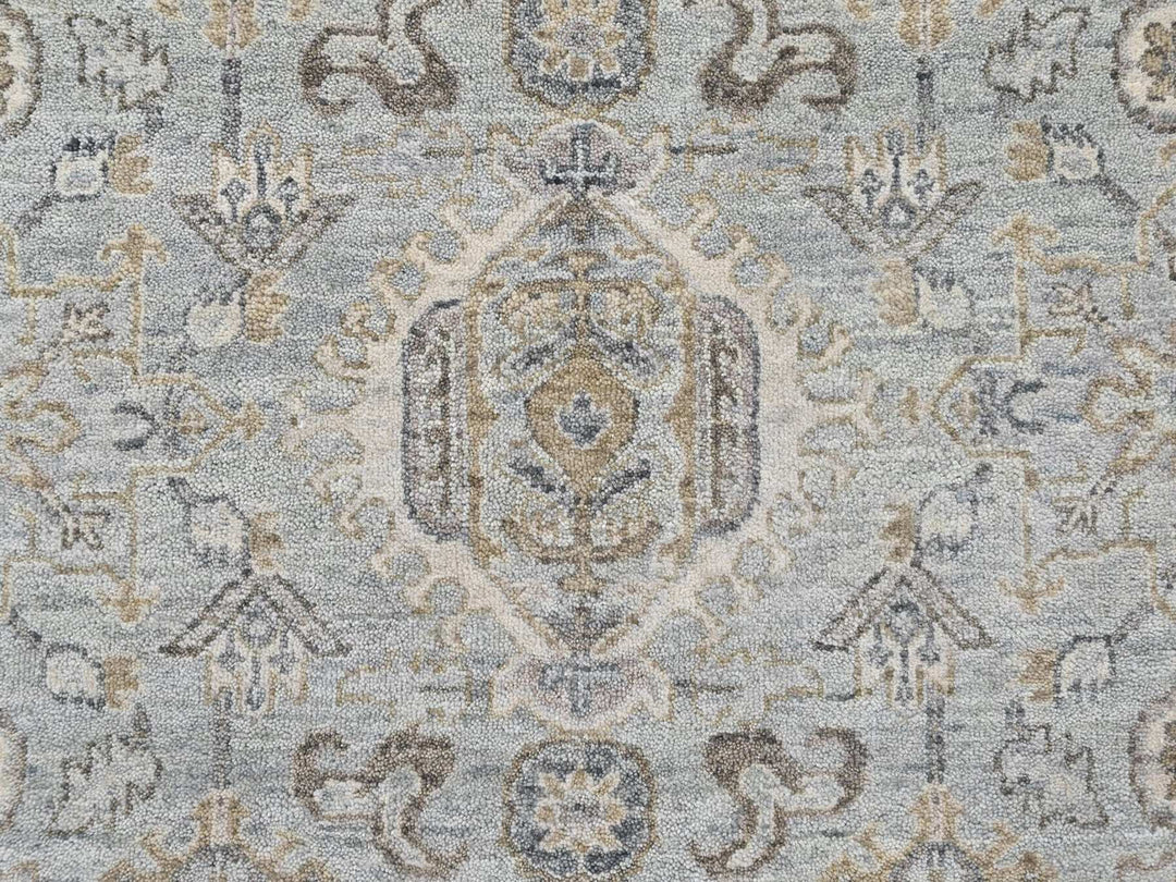 8'0" x 8'1" New Hand Knotted Green Wool Round Oriental Rug - MOA10210387