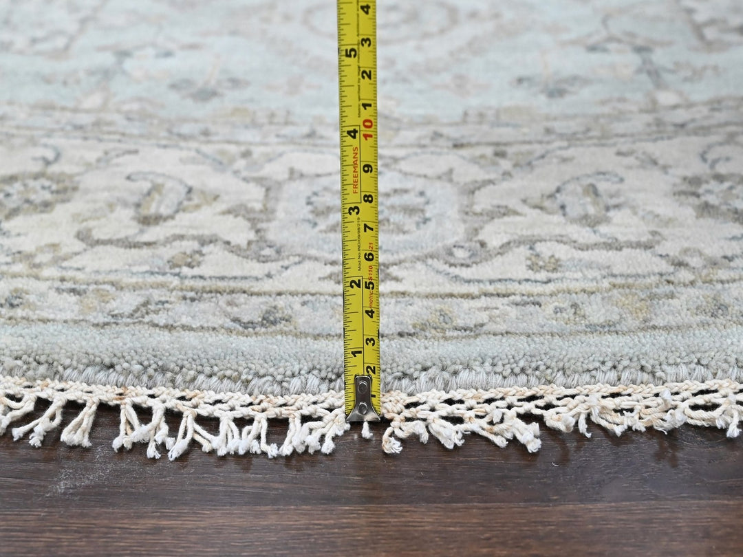 8'0" x 8'1" New Hand Knotted Green Wool Round Oriental Rug - MOA10210387