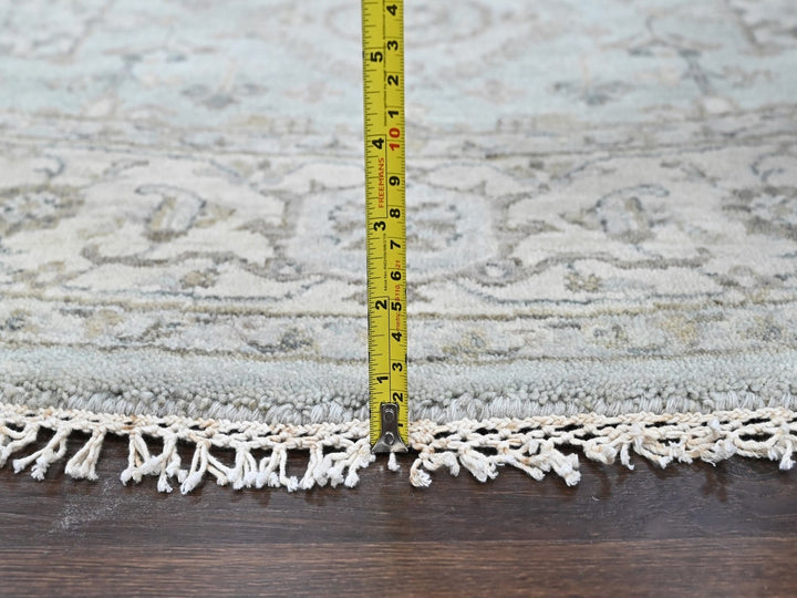 8'0" x 8'1" New Hand Knotted Green Wool Round Oriental Rug - MOA10210387