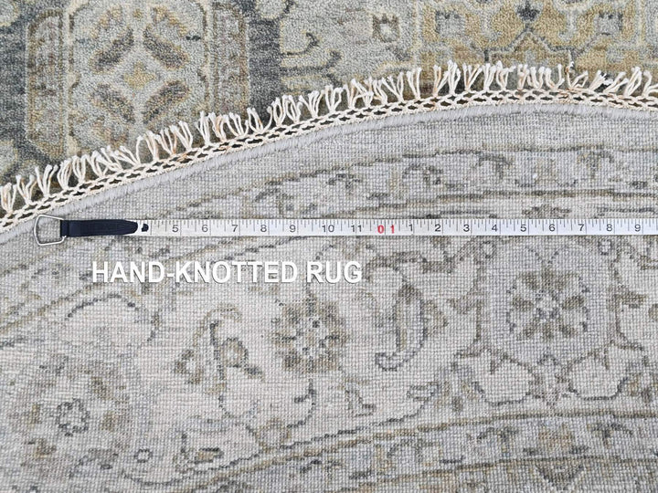 8'0" x 8'1" New Hand Knotted Green Wool Round Oriental Rug - MOA10210387