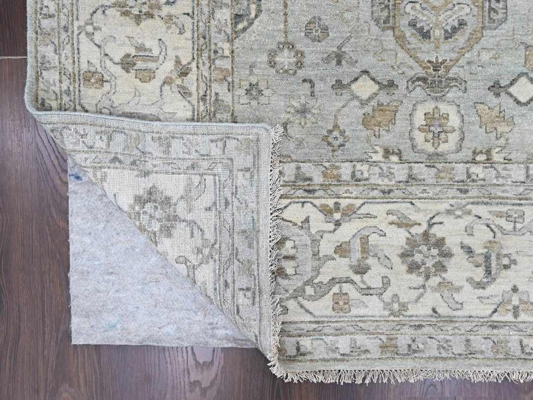 11'10" x 14'9" New Hand Knotted Green Wool Rectangle Oriental Rug - MOA10210388