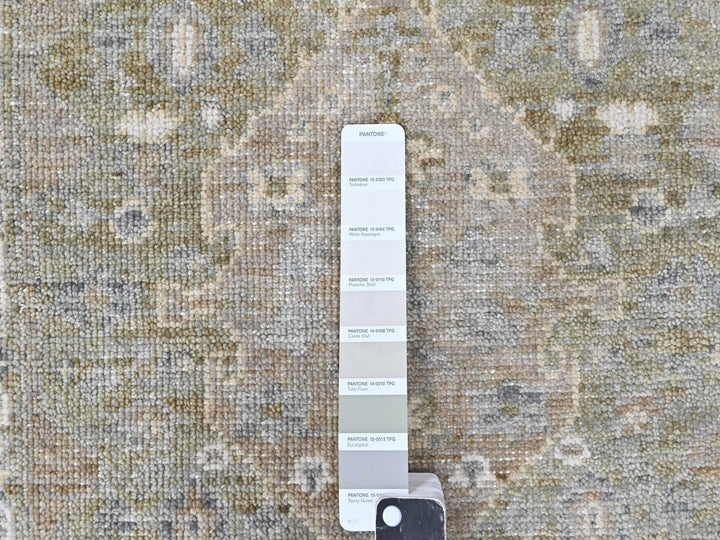 1'11" x 2'10" New Hand Knotted Green Wool Rectangle Oriental Rug - MOA10210389