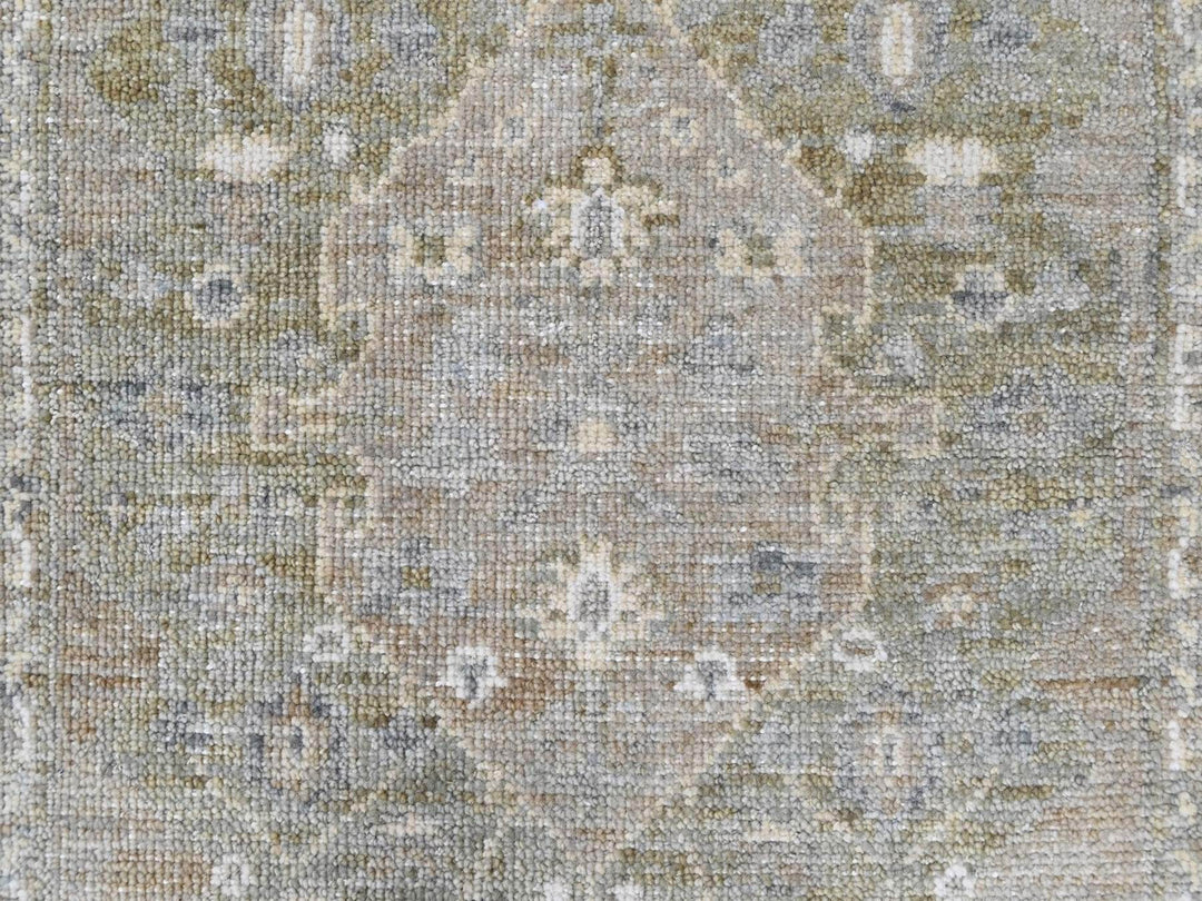 1'11" x 2'10" New Hand Knotted Green Wool Rectangle Oriental Rug - MOA10210389