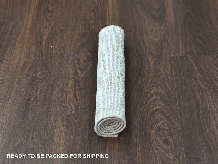 1'11" x 2'10" New Hand Knotted Green Wool Rectangle Oriental Rug - MOA10210389