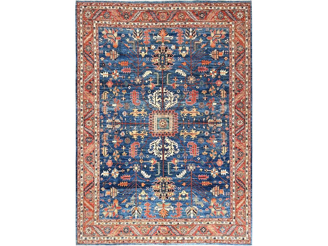 10'0" x 13'10" New Hand Knotted Blue Wool Rectangle Oriental Rug - MOA1021038