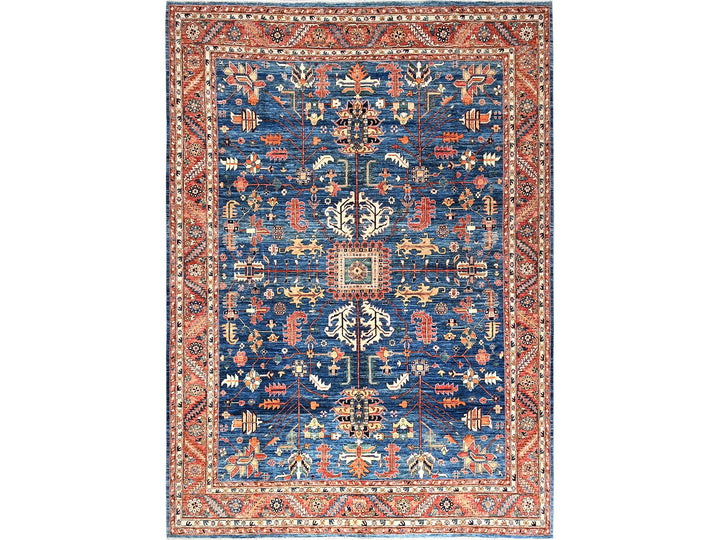 10'0" x 13'10" New Hand Knotted Blue Wool Rectangle Oriental Rug - MOA1021038