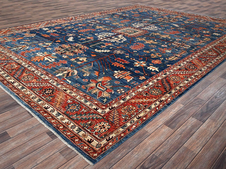 10'0" x 13'10" New Hand Knotted Blue Wool Rectangle Oriental Rug - MOA1021038
