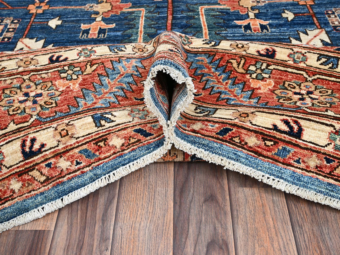 10'0" x 13'10" New Hand Knotted Blue Wool Rectangle Oriental Rug - MOA1021038