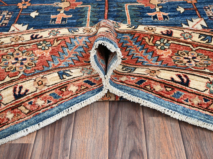 10'0" x 13'10" New Hand Knotted Blue Wool Rectangle Oriental Rug - MOA1021038