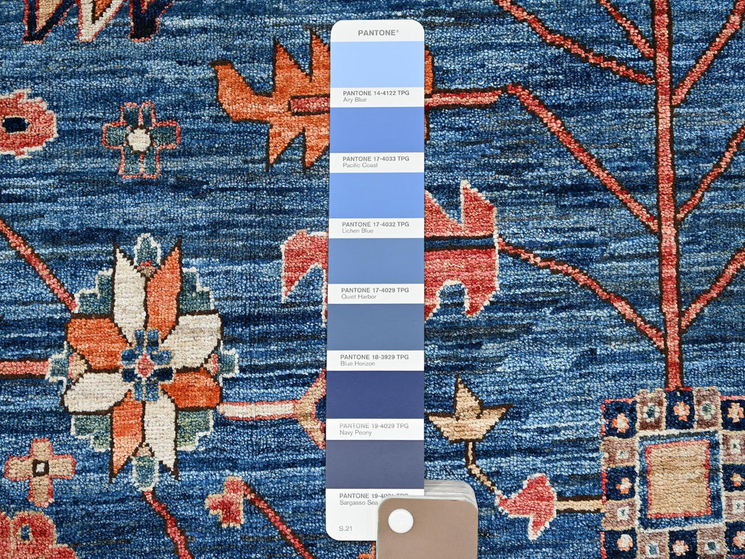 10'0" x 13'10" New Hand Knotted Blue Wool Rectangle Oriental Rug - MOA1021038