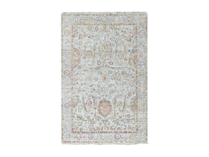 4'0" x 6'0" New Hand Knotted Grey Wool Rectangle Oriental Rug - MOA10210390