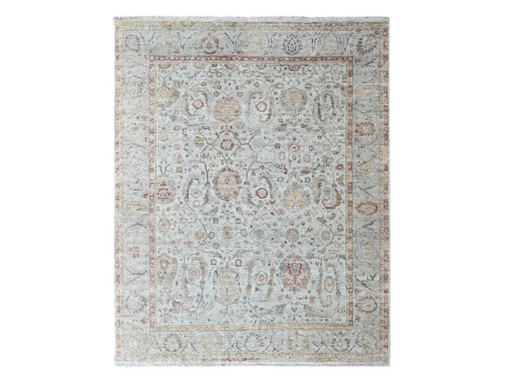 8'10" x 11'10" New Hand Knotted Grey Wool Rectangle Oriental Rug - MOA10210393