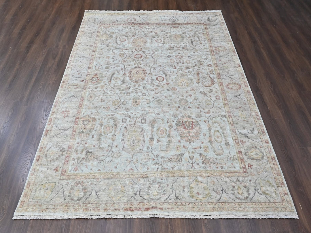 8'10" x 11'10" New Hand Knotted Grey Wool Rectangle Oriental Rug - MOA10210393