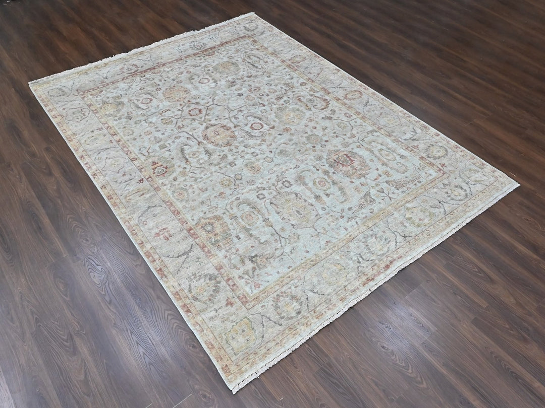 8'10" x 11'10" New Hand Knotted Grey Wool Rectangle Oriental Rug - MOA10210393