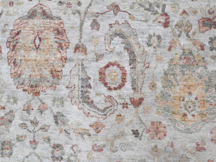 8'10" x 11'10" New Hand Knotted Grey Wool Rectangle Oriental Rug - MOA10210393