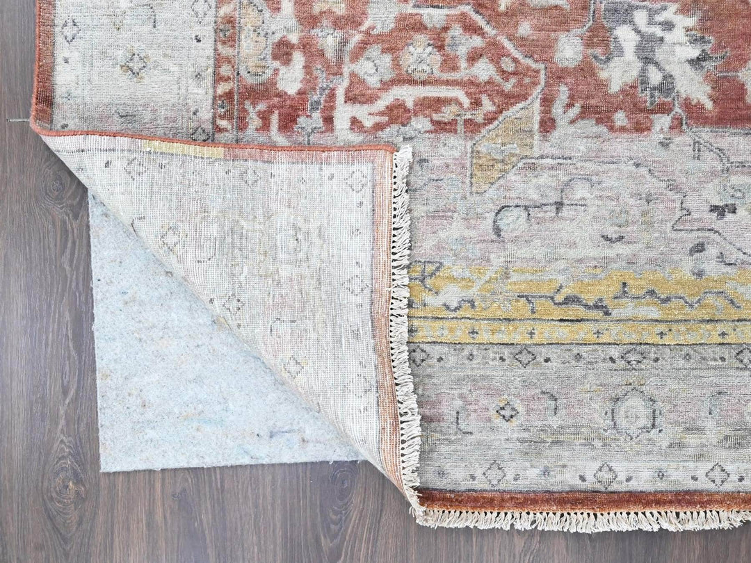 8'1" x 9'11" New Hand Knotted Ivory Wool Rectangle Oriental Rug - MOA10210394