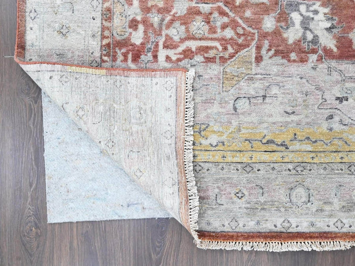 8'1" x 9'11" New Hand Knotted Ivory Wool Rectangle Oriental Rug - MOA10210394