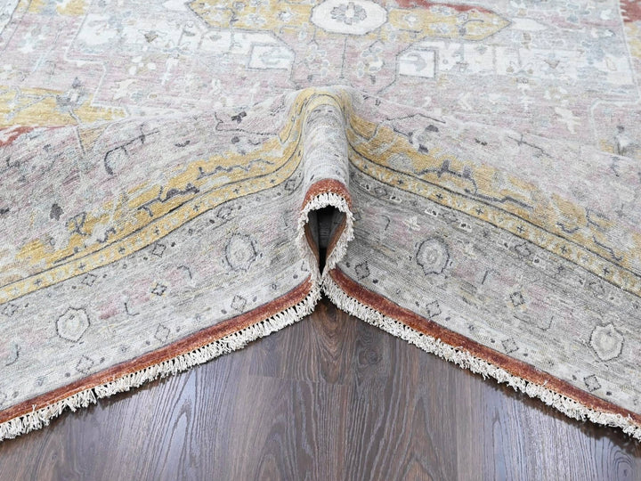 8'1" x 9'11" New Hand Knotted Ivory Wool Rectangle Oriental Rug - MOA10210394