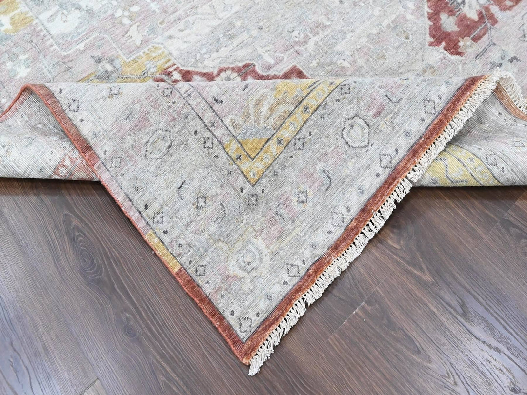 8'1" x 9'11" New Hand Knotted Ivory Wool Rectangle Oriental Rug - MOA10210394