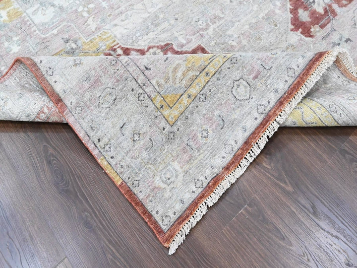 8'1" x 9'11" New Hand Knotted Ivory Wool Rectangle Oriental Rug - MOA10210394