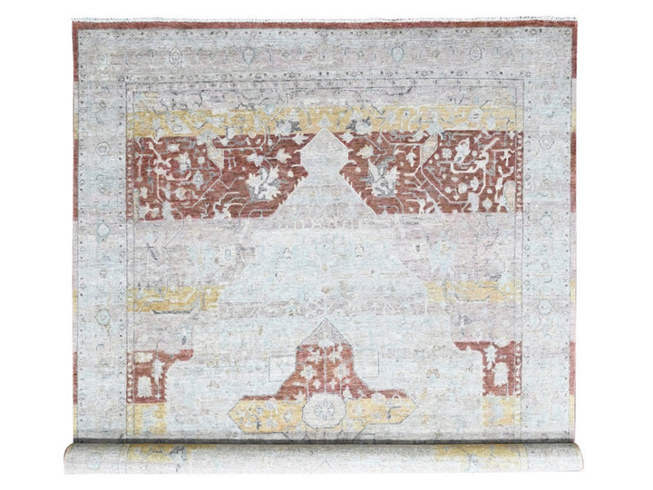 9'10" x 13'11" New Hand Knotted Ivory Wool Rectangle Oriental Rug - MOA10210396