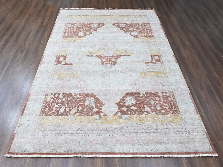 9'10" x 13'11" New Hand Knotted Ivory Wool Rectangle Oriental Rug - MOA10210396