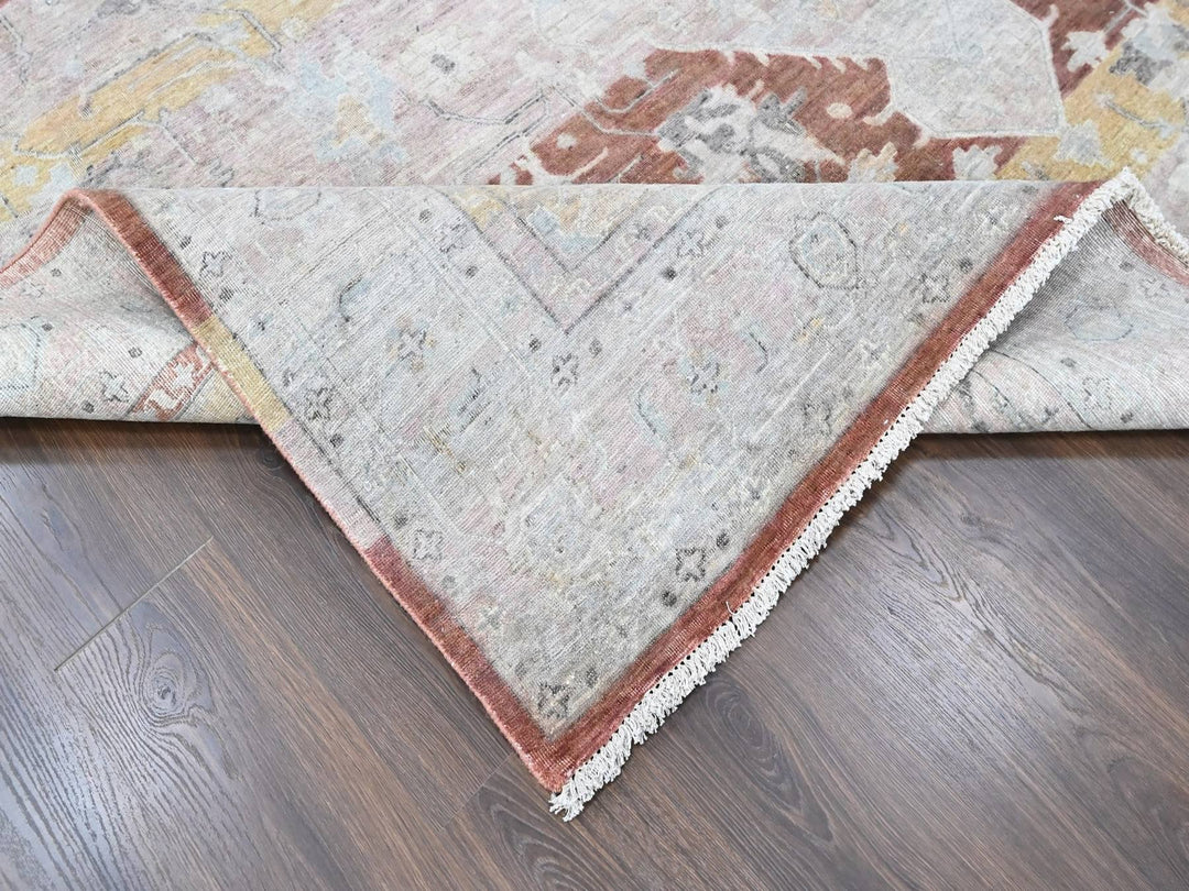 9'10" x 13'11" New Hand Knotted Ivory Wool Rectangle Oriental Rug - MOA10210396