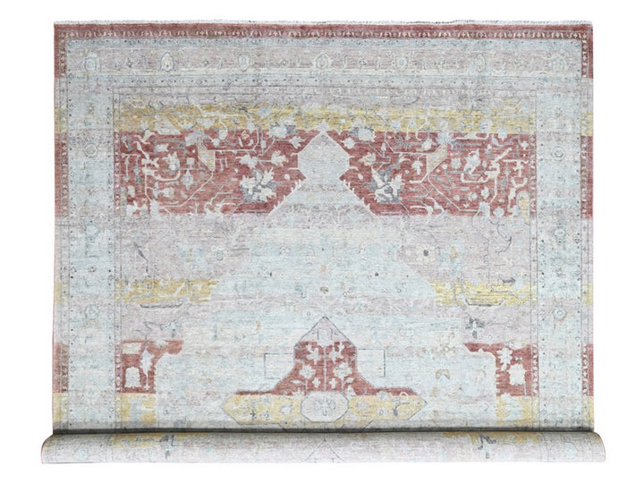 11'10" x 14'9" New Hand Knotted Ivory Wool Rectangle Oriental Rug - MOA10210397