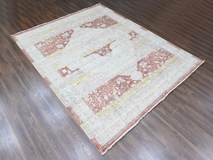 11'10" x 14'9" New Hand Knotted Ivory Wool Rectangle Oriental Rug - MOA10210397