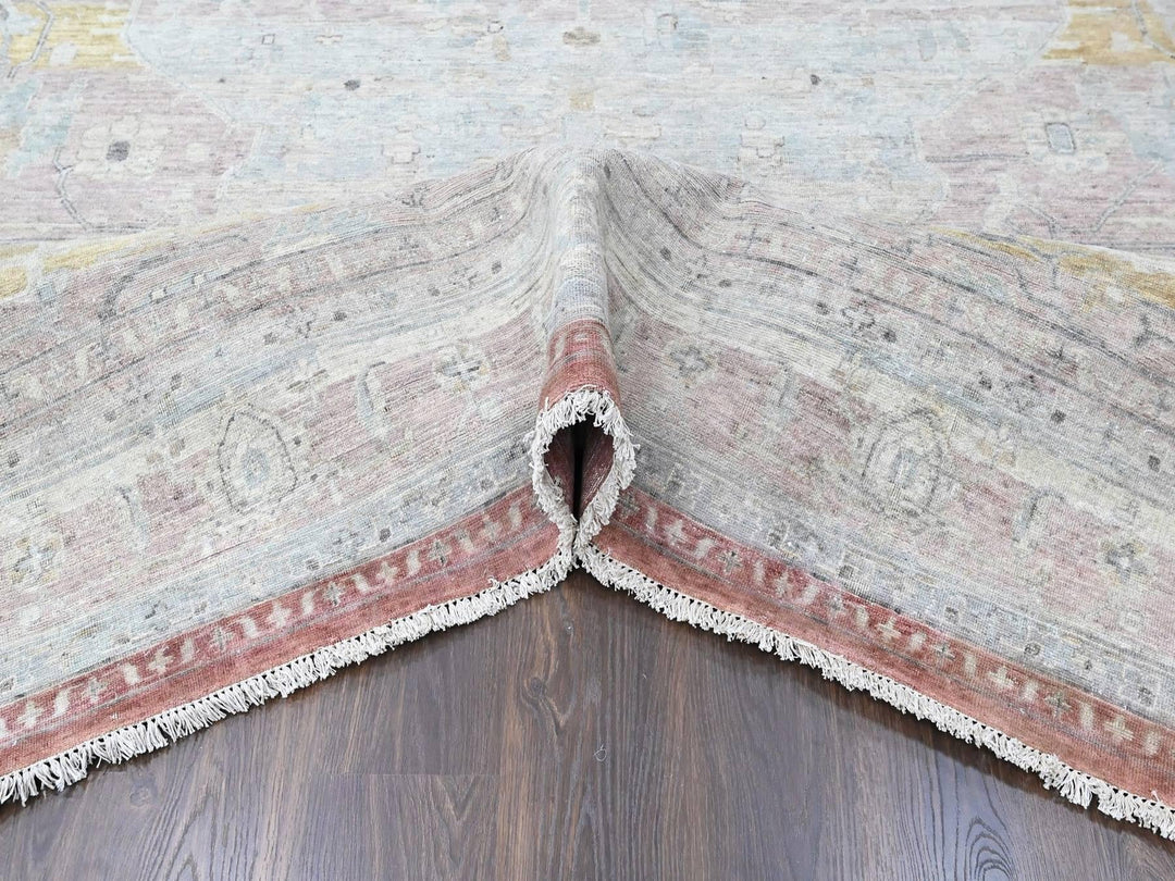 11'10" x 14'9" New Hand Knotted Ivory Wool Rectangle Oriental Rug - MOA10210397