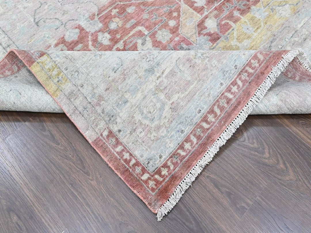 11'10" x 14'9" New Hand Knotted Ivory Wool Rectangle Oriental Rug - MOA10210397