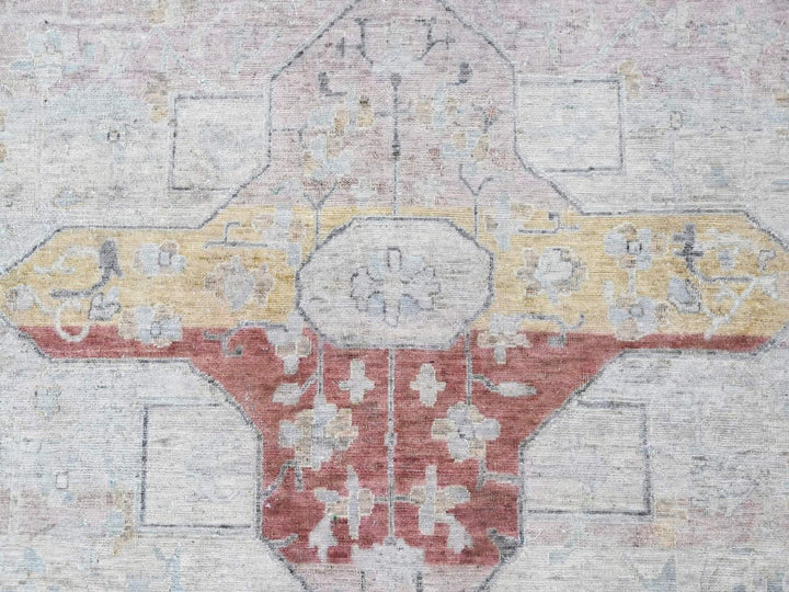 11'10" x 14'9" New Hand Knotted Ivory Wool Rectangle Oriental Rug - MOA10210397