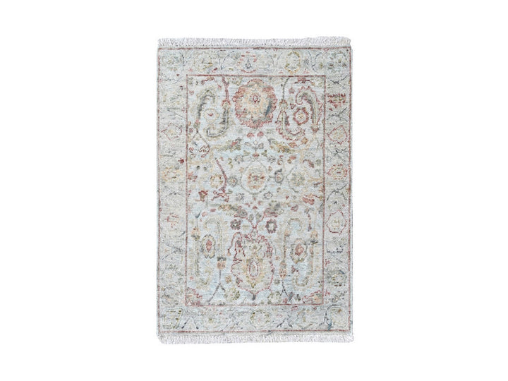 2'0" x 2'11" New Hand Knotted Grey Wool Rectangle Oriental Rug - MOA10210398