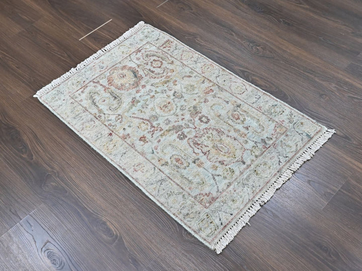 2'0" x 2'11" New Hand Knotted Grey Wool Rectangle Oriental Rug - MOA10210398