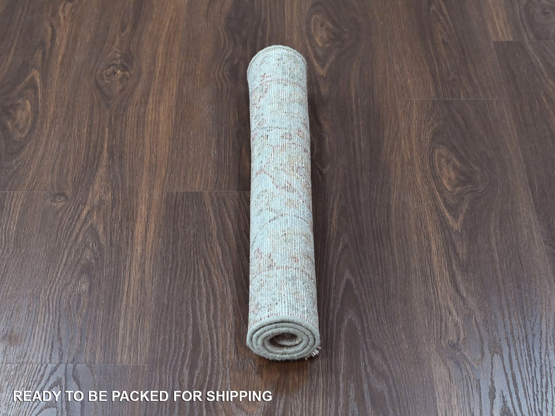 2'0" x 2'11" New Hand Knotted Grey Wool Rectangle Oriental Rug - MOA10210398