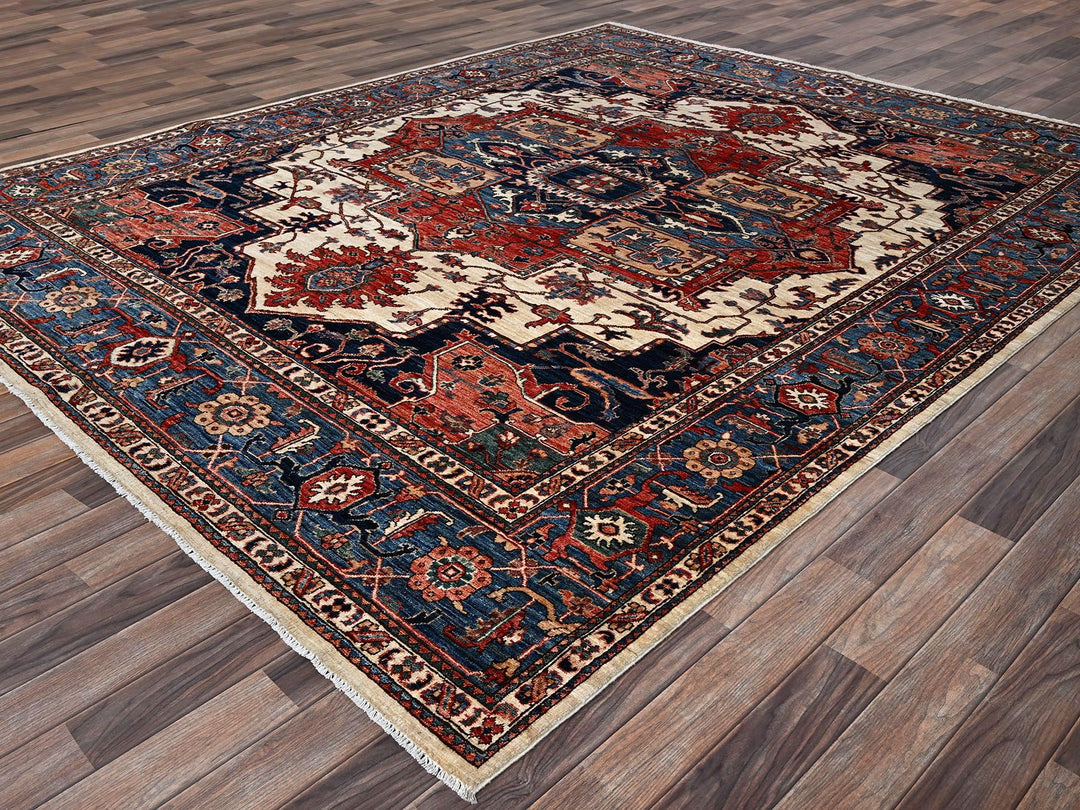 8'1" x 10'1" New Hand Knotted Ivory Wool Rectangle Oriental Rug - MOA1021039