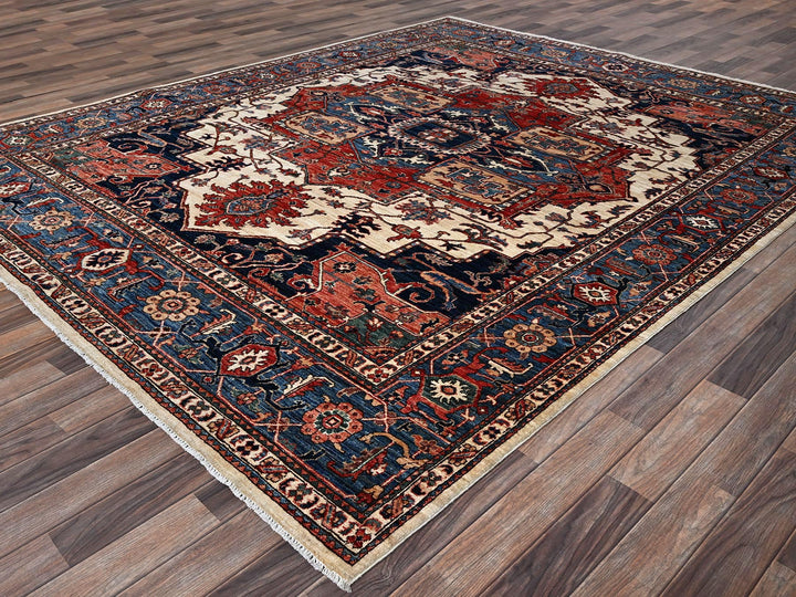 8'1" x 10'1" New Hand Knotted Ivory Wool Rectangle Oriental Rug - MOA1021039