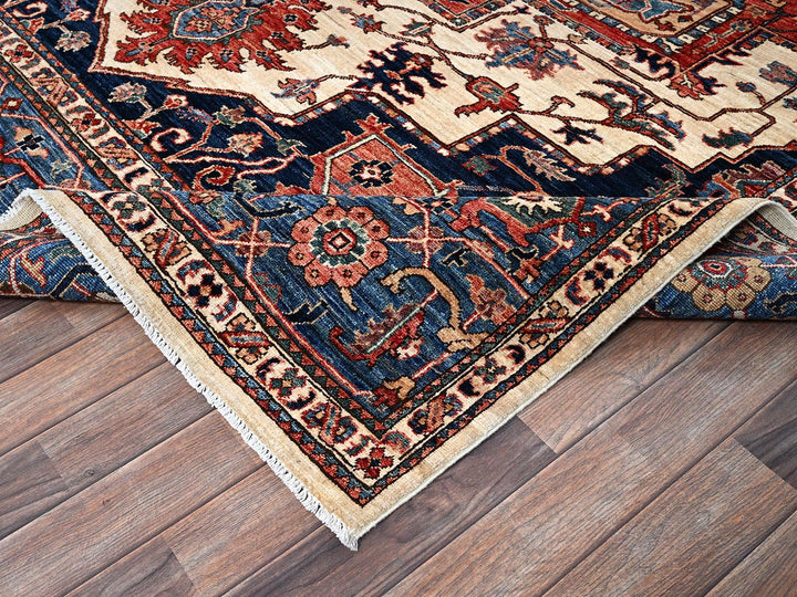 8'1" x 10'1" New Hand Knotted Ivory Wool Rectangle Oriental Rug - MOA1021039