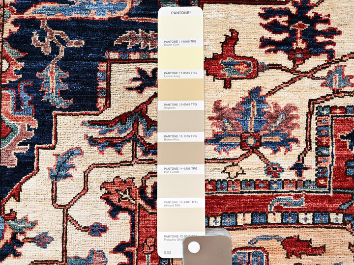 8'1" x 10'1" New Hand Knotted Ivory Wool Rectangle Oriental Rug - MOA1021039