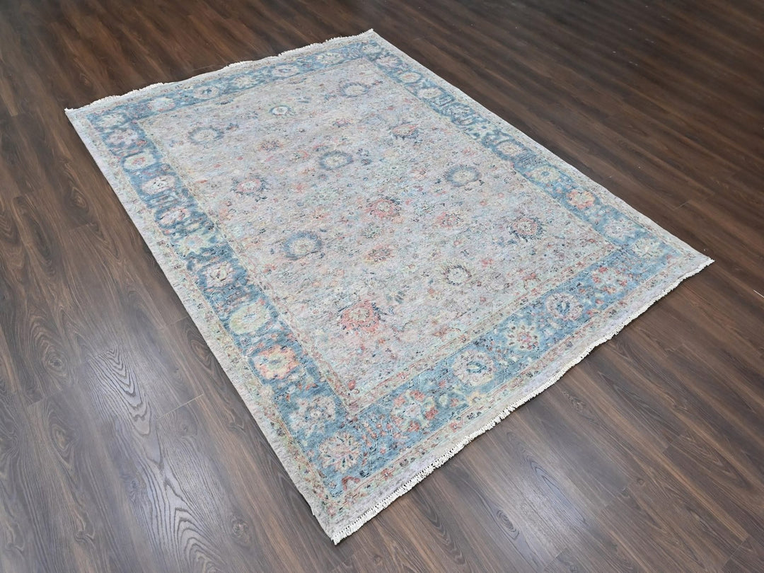 8'0" x 10'0" New Hand Knotted Pink Wool Rectangle Oriental Rug - MOA10210400