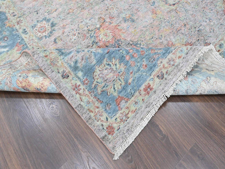 10'0" x 13'10" New Hand Knotted Pink Wool Rectangle Oriental Rug - MOA10210401